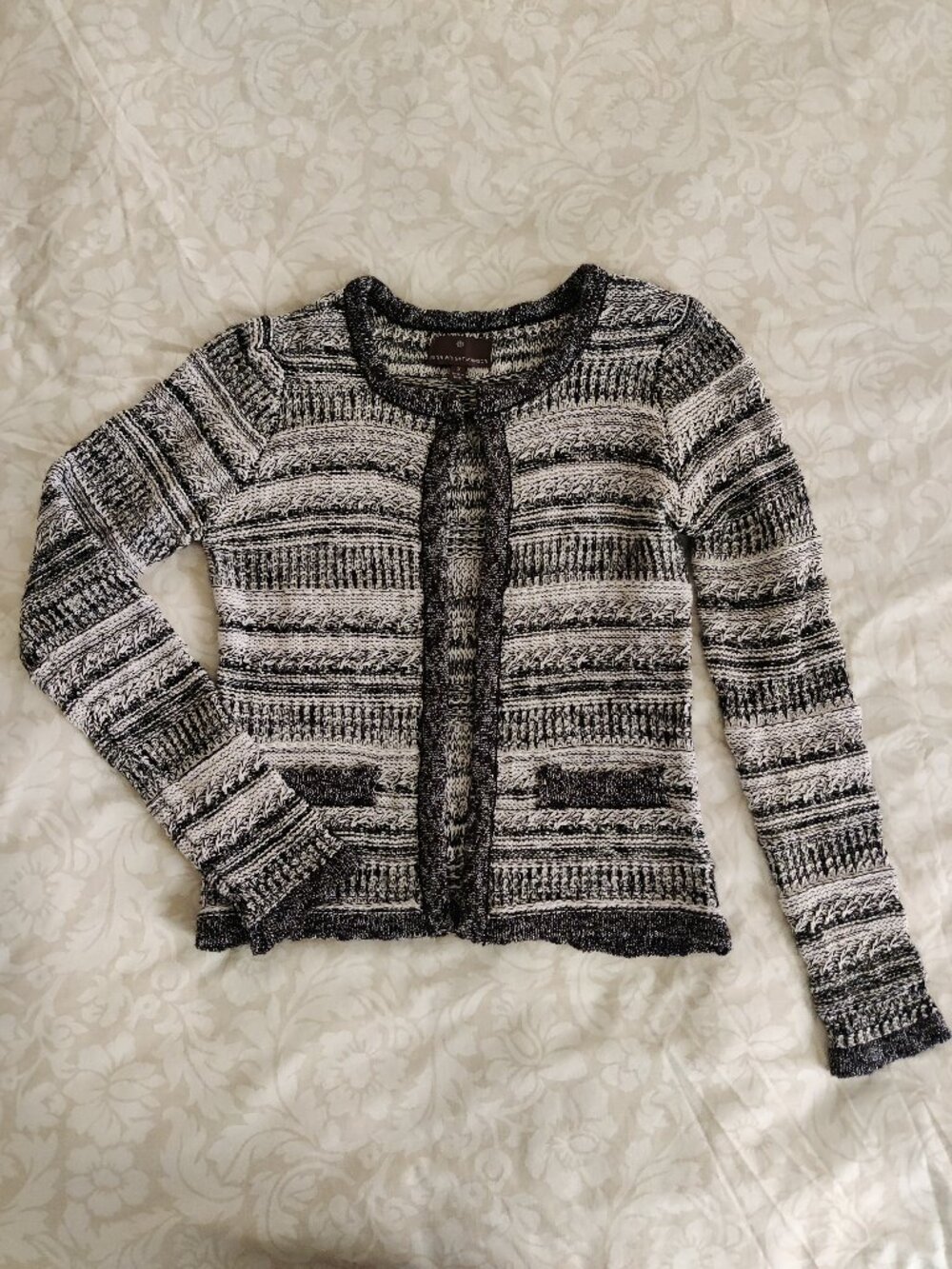 Fenn Wright Manson SZ-S Black & White Intricate-Knitted Cardigan